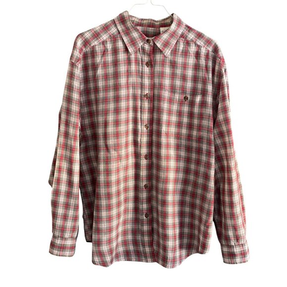 VTG Witts End Plaid LS Shirt Button Front Top Red Green White Men Large - Picture 2 of 13